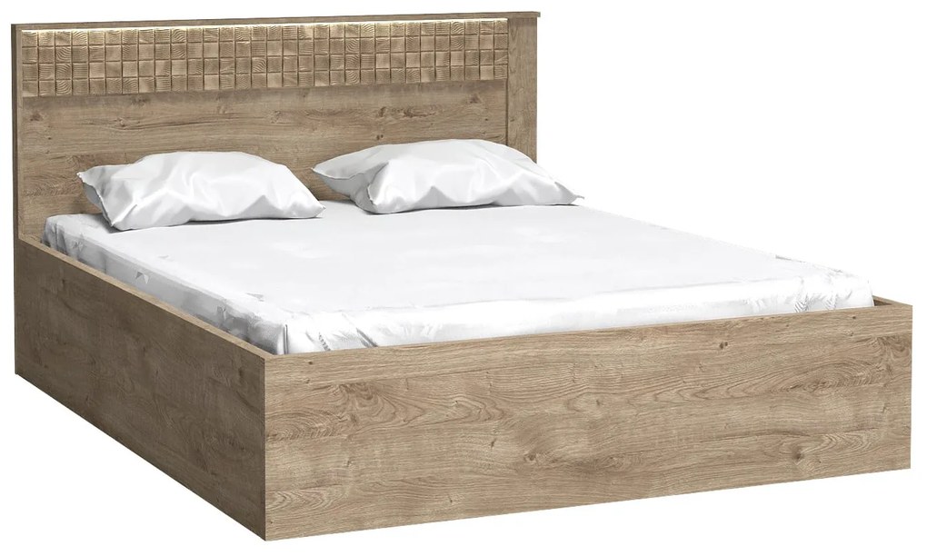 Pat matrimonial 160 cm Nature 17 (cu iluminat LED) (Stejar ribbeck). 1057921