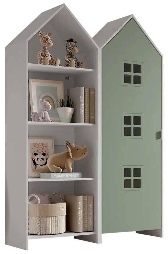 Set 2 dulapuri pentru copii Casami Bruges tip căsuță de plajă – VERDE INTENS și unul deschis – Vipack