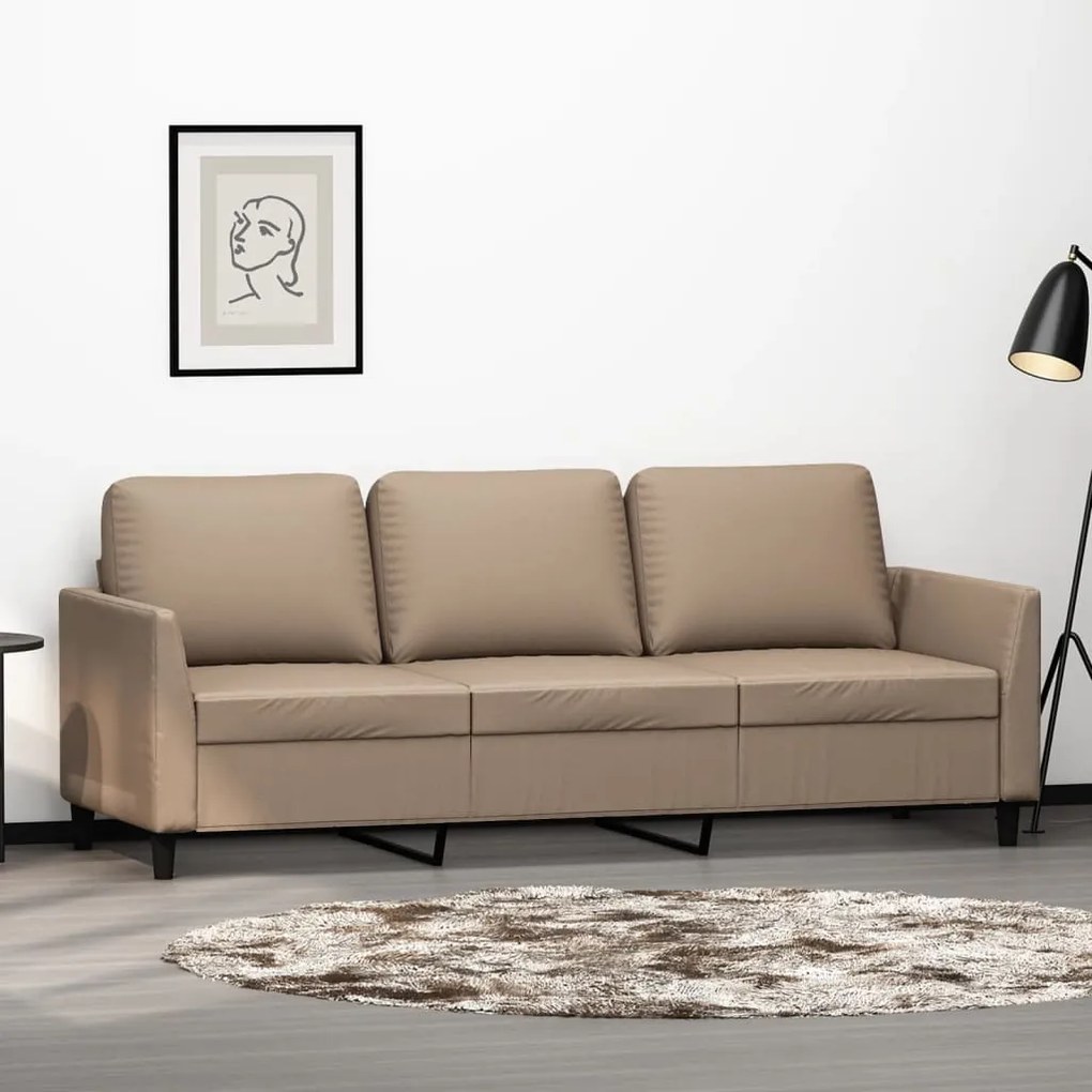 359342 vidaXL Canapea cu 3 locuri, cappuccino, 180 cm, piele ecologică