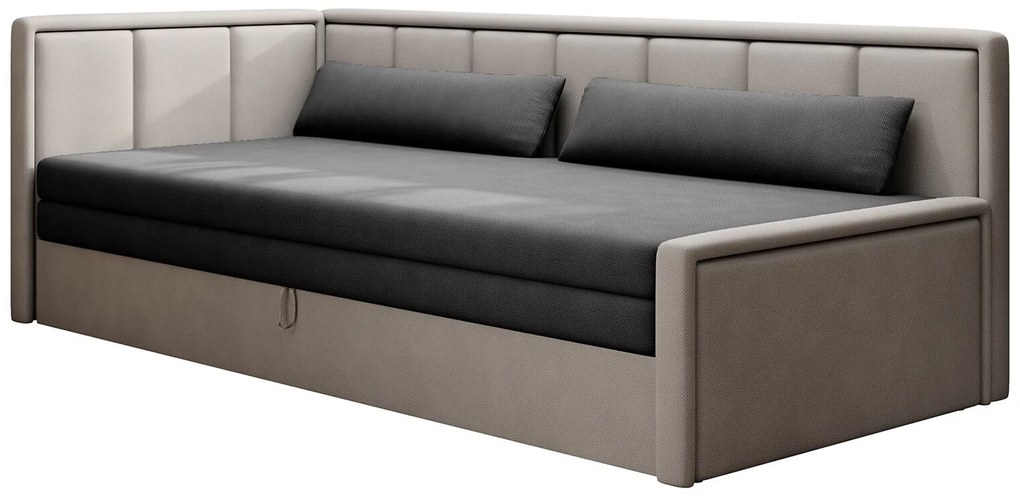 Canapea Finn, Extensibilă, cu Depozitare, Personalizabilă Poco 04/Poco 10 (Gri Inchis/Negru) Colțul în dreapta