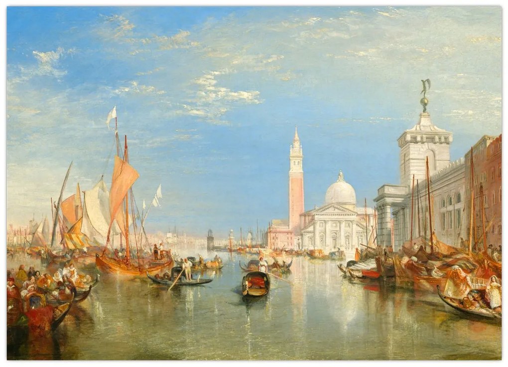 Tablou pe sticlă - Joseph Mallord William Turner, Venice the Dogana and San Giorgio Maggiore, reproducere (70x50 cm)