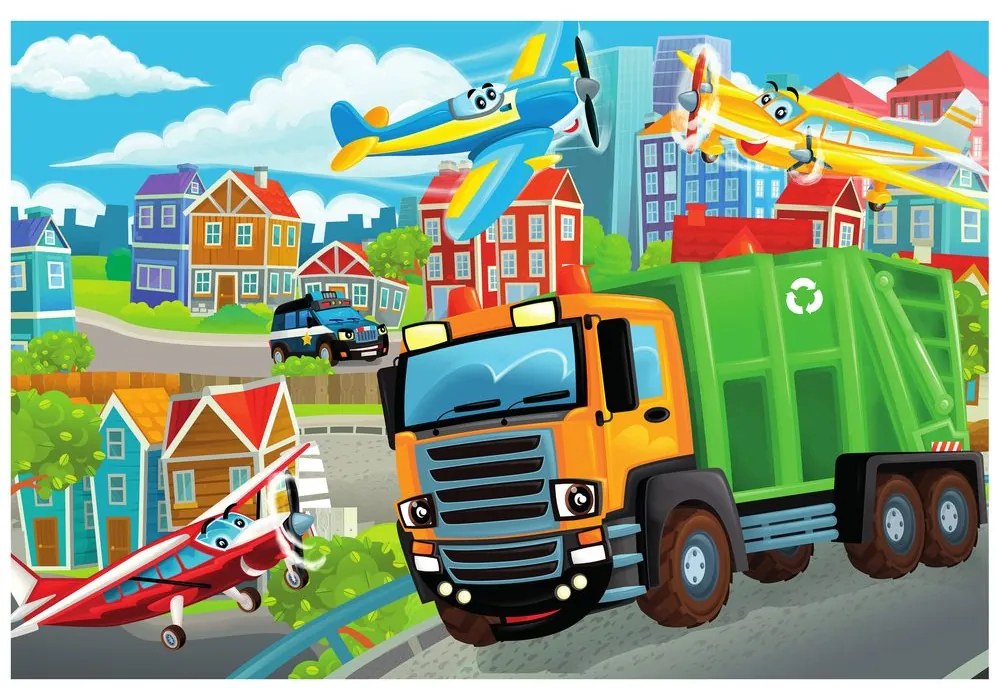 Tapet camion de gunoi în oraș