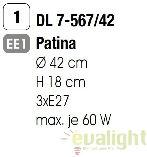 Plafoniera stil clasic diam.42cm Mauro DL 7-567/42 Patina OR