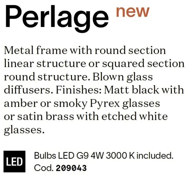 Lustra aplicata design modern Perlage pl9 negru/alama/amber