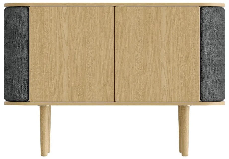 Comodă gri antracit/în culoare naturală joasă cu aspect de lemn de stejar 109x75 cm Treasures – UMAGE