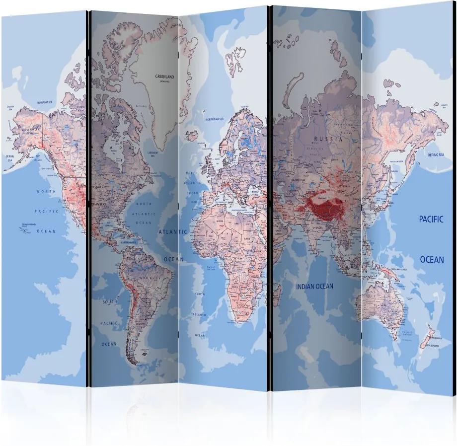 Bimago Paravan - Room divider – World map 225x172cm