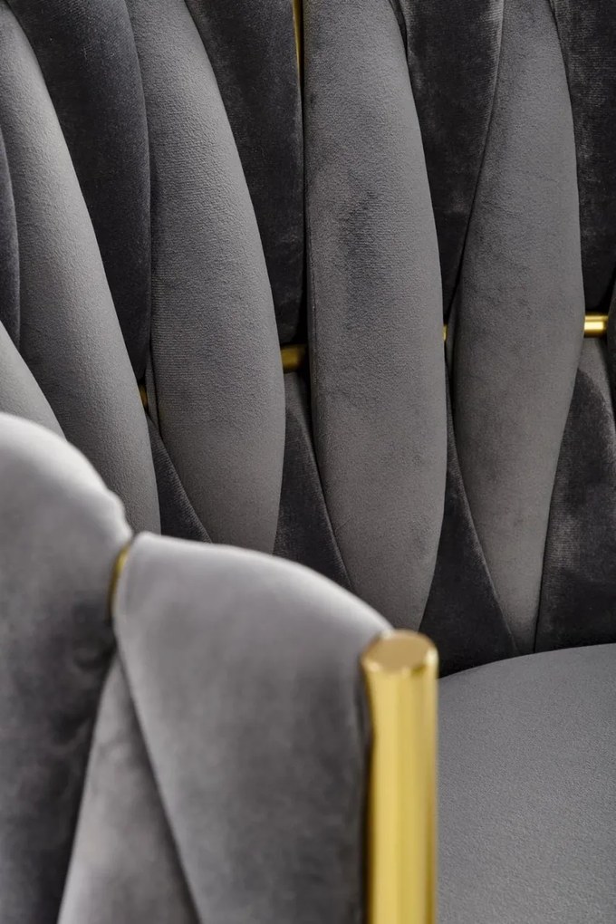 Scaun K517 velvet gri/auriu