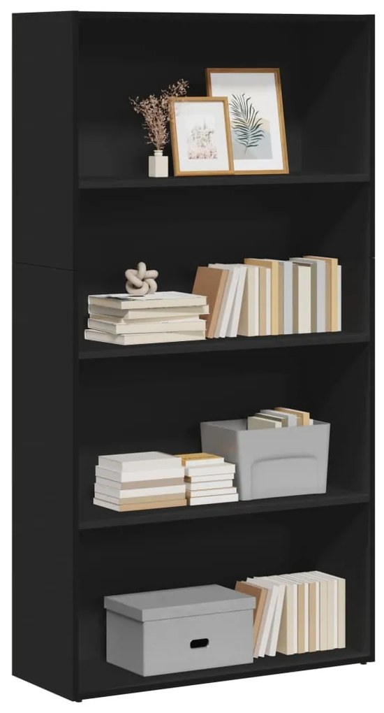 vidaXL Bibliotecă, negru, 80x30x152 cm, lemn prelucrat