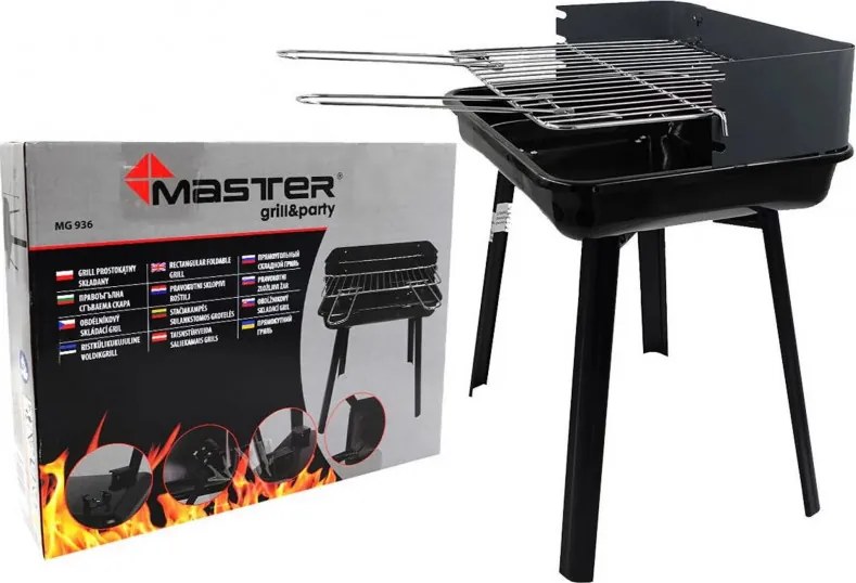Resigilat: Gratar pe carbuni Master Grill & Party MG936, Reglabil, Pliabil, Negru