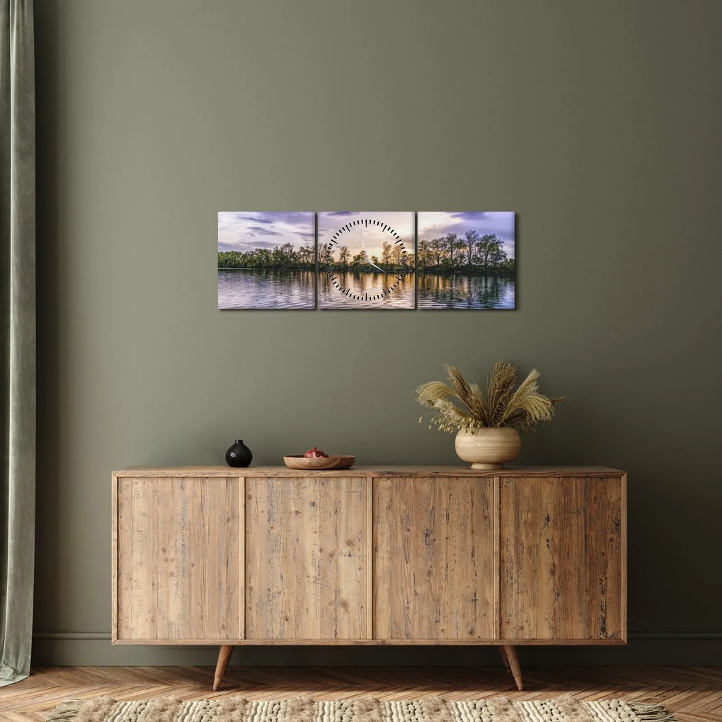 Tablou cu lac (cu ceas) (90x30 cm)