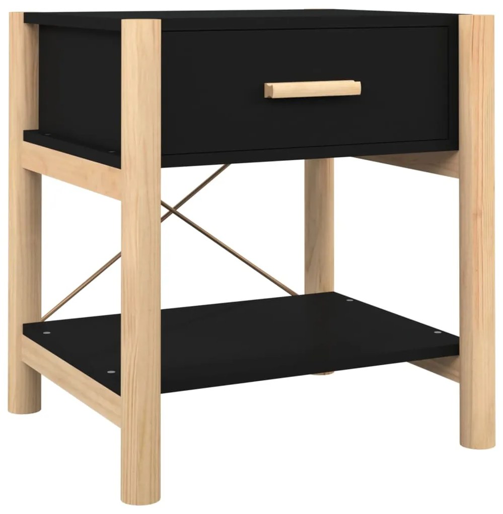 345656 vidaXL Noptieră, negru, 42x38x45 cm, lemn prelucrat