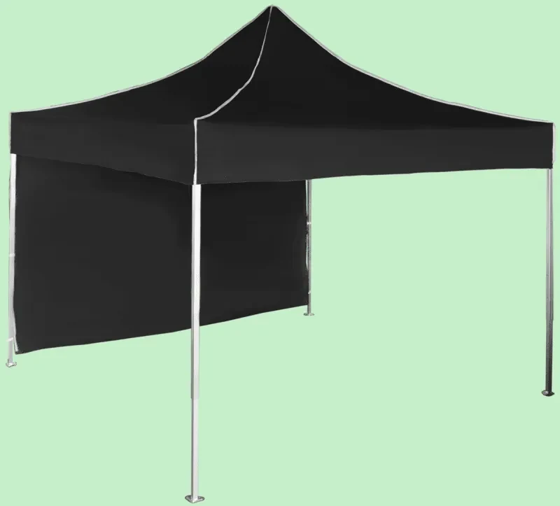 Pavilion de grădină 3x3m – din aluminiu, Negru, 1 perete lateral