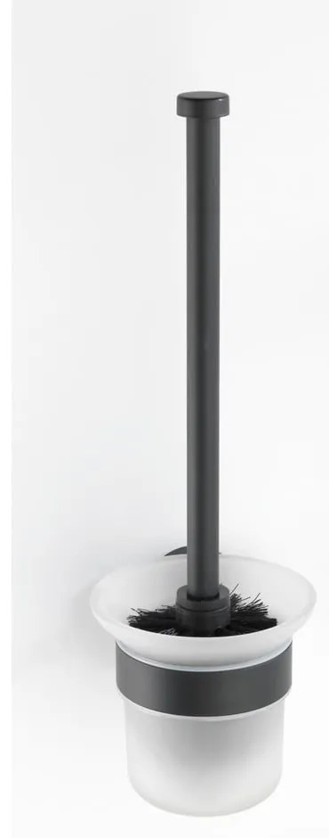 Perie de WC negru-mat de montat pe perete din sticlă Bosio – Wenko