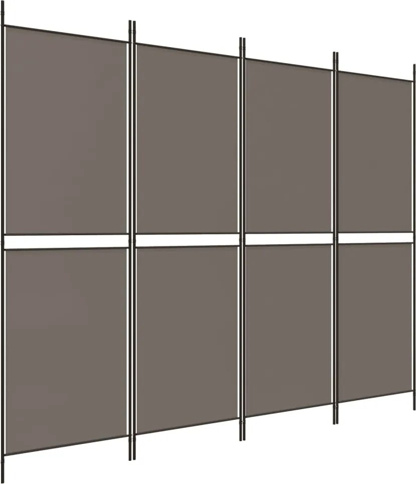 vidaXL Paravan de cameră cu 4 panouri, antracit, 200 x 180 cm, textil