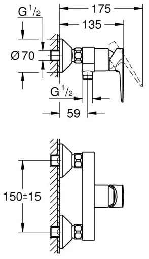 GROHE 24197001 - Baterie de duș START EDGE DN 15 crom lucios
