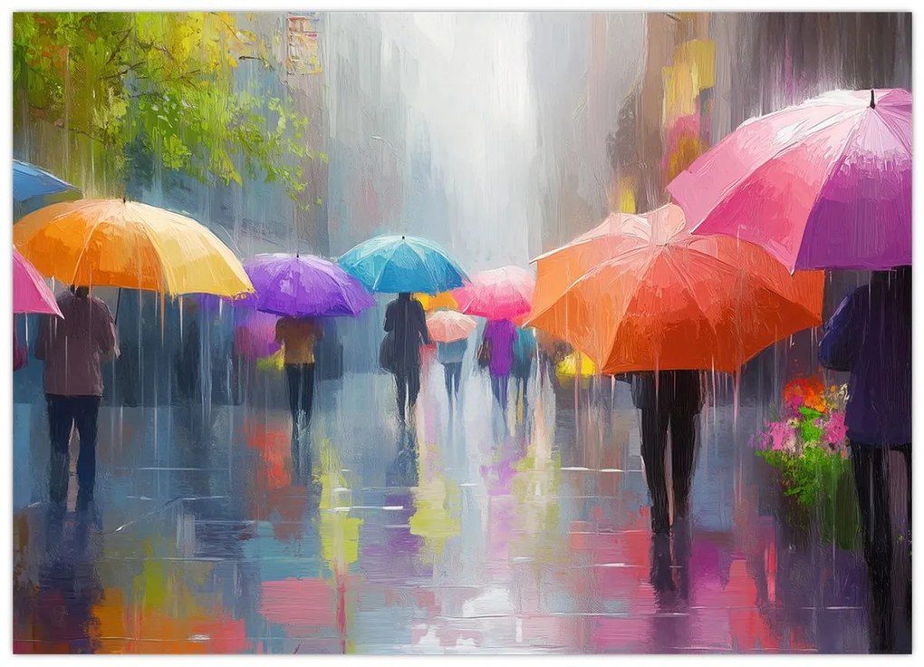 Tablou pe sticlă - Zi ploioasă (70x50 cm)