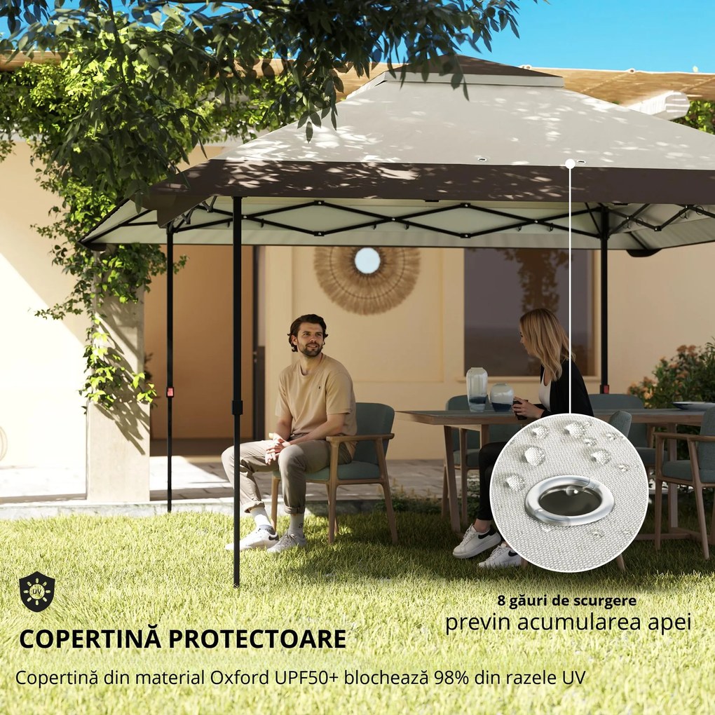 Outsunny Pavilion de grădină 4 x 4 m, cort de grădină cu pereți din plasă, protecție UPF50+, cort de petrecere cu înălțime reglabilă, Bej | Aosom Romania