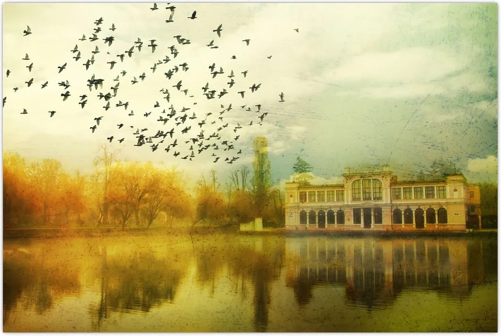 Tablou peisajului pictat cu sediul (90x60 cm)