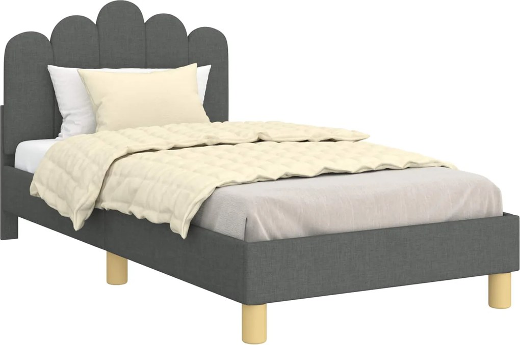 vidaXL Cadru de pat pentru copii cu spătar Gri închis 80 x 160 cm