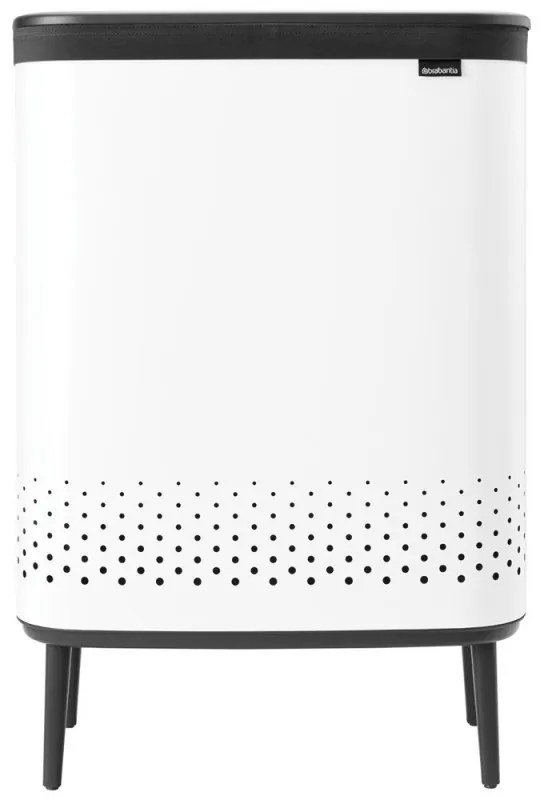 Cos de rufe Brabantia Bo 1004176, 2x45 L, Umplere fara deschidere, Orificii aerisire, Picioare reglabile, Alb