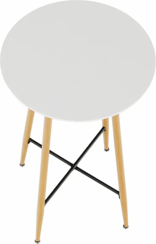 Masă de bar, alb/stejar, diametru 60 cm, IMAM