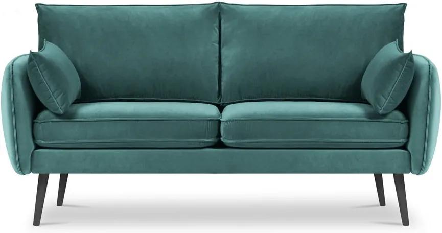 Canapea cu tapițerie din catifea Kooko Home Lento, 158 cm, albastru petrol