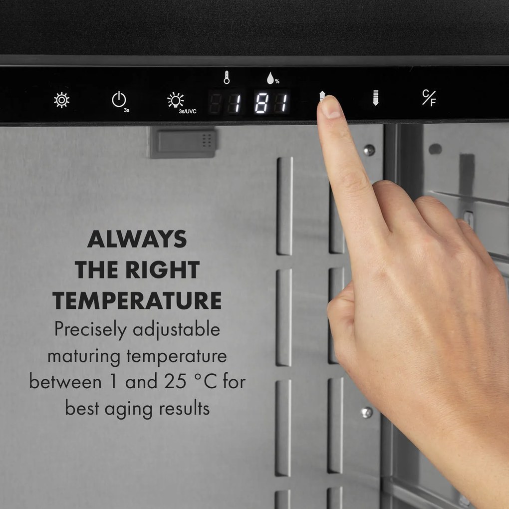 Klarstein Steakhouse Pro, dulap frigorific pentru maturare carne, 1 zonă, 98 l, 1 - 25 ° C, tactil, oțel inoxidabil