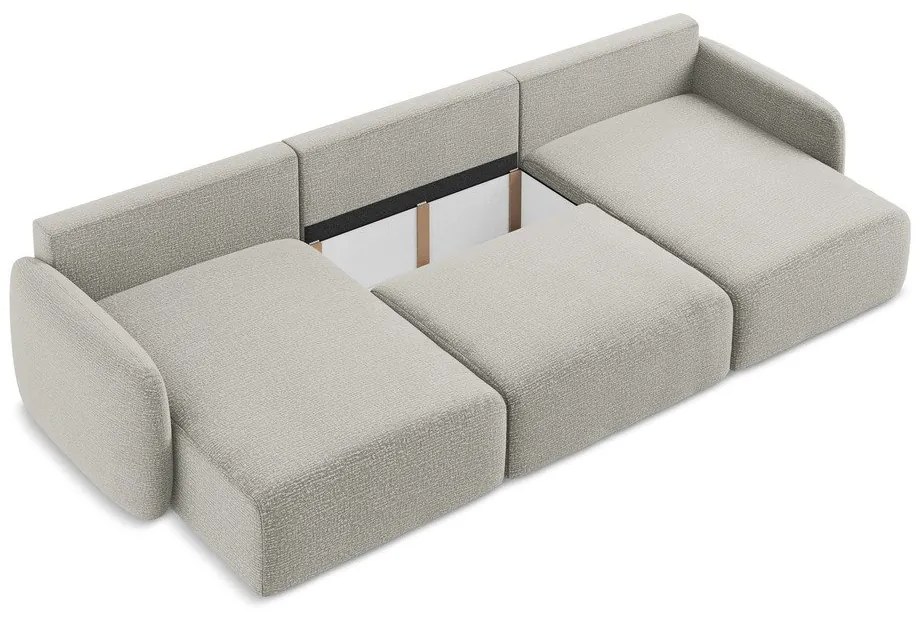 Colțar gri deschis extensibil/cu spațiu de depozitare Kalena – Makamii