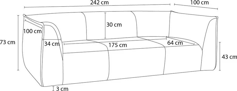 Canapea galben-muștar cu tapițerie din catifea reiată 242 cm Giorgia – Bobochic Paris