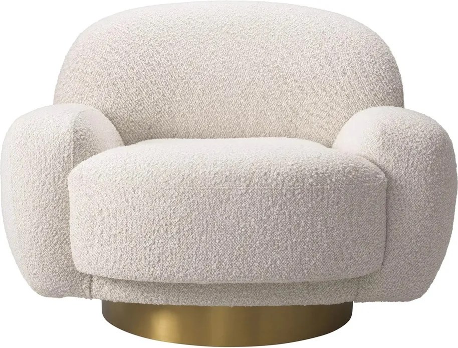 Fotoliu pivotant design elegant LUX Udine, boucle crem 116333 HZ