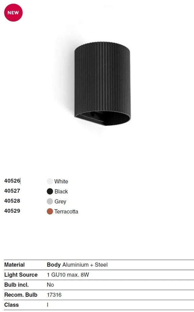 Aplica perete aluminiu striat terracotta, 1xGU10, SOLE round