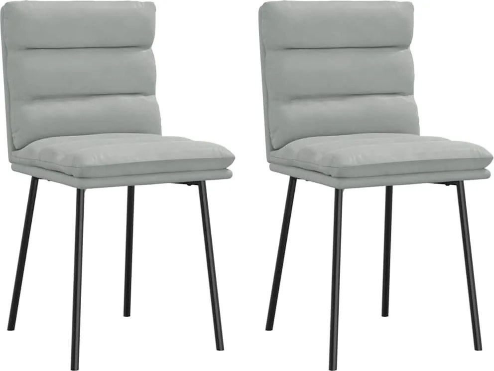 vidaXL Scaune de sufragerie, 2 buc., gri deschis, catifea
