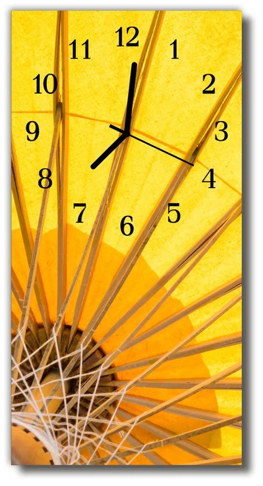 Ceas de perete din sticla vertical Umbrela galben