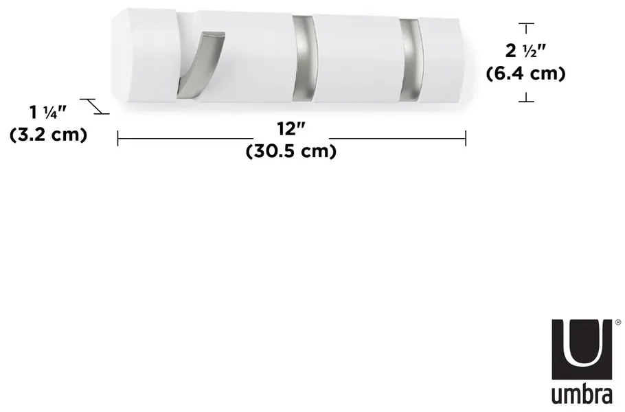 Cuier de perete alb din lemn masiv de plop Flip – Umbra