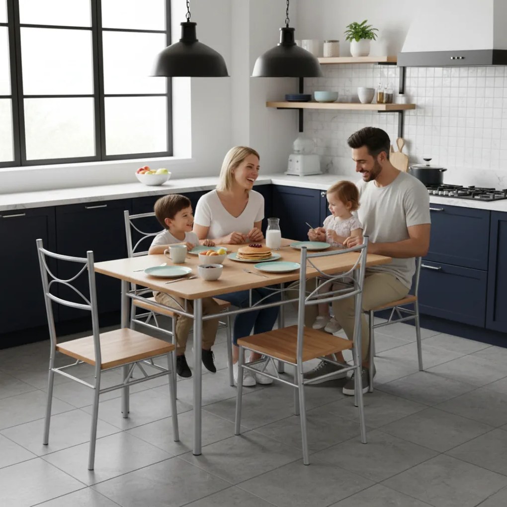 Set de mese de dining PAUL, 5 bucăți, maro natural Casaria