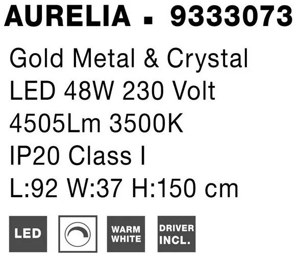 Lustra LED suspendata cristal design elegant AURELIA 48W