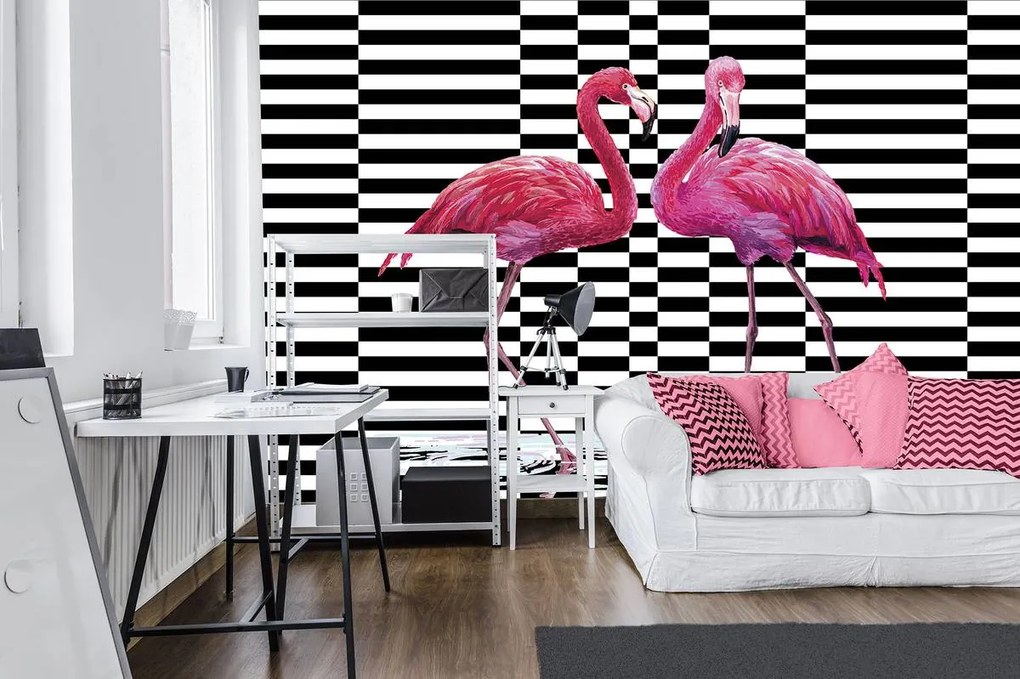 Fototapet - Flamingo 3D (152,5x104 cm)