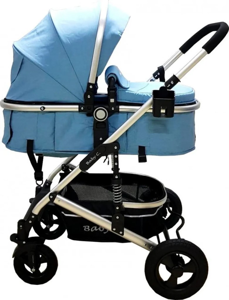 Carucior nou nascuti 3 in 1 Baby Care™ PRO 531 , Cadru Aluminiu, Amortizoare, Roti din cauciuc plin AVE, Landou, Scoica auto, Spatar reglabil 3