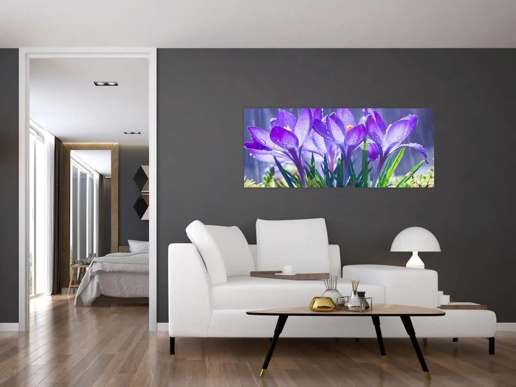 Tablou cuflori în ploaie (120x50 cm)