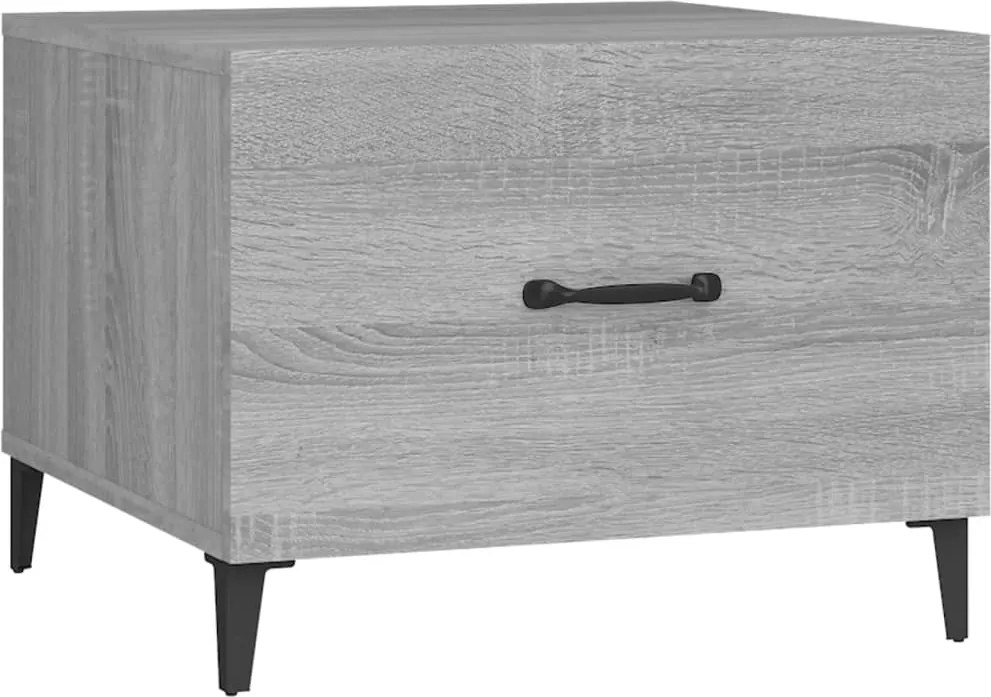 vidaXL Măsuță de cafea cu picioare metalice, gri sonoma, 50x50x40 cm