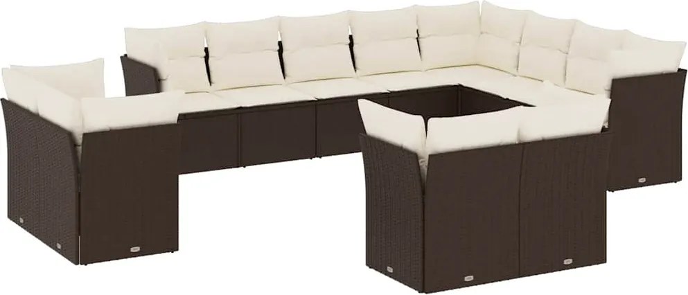 vidaXL Set canapele de grădină cu perne, 12 piese, maro, poliratan