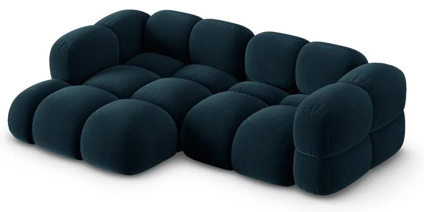 Colțar albastru închis cu tapițerie din catifea (cu colț pe partea stângă/cu șezlong) Loretto – Cosmopolitan Design