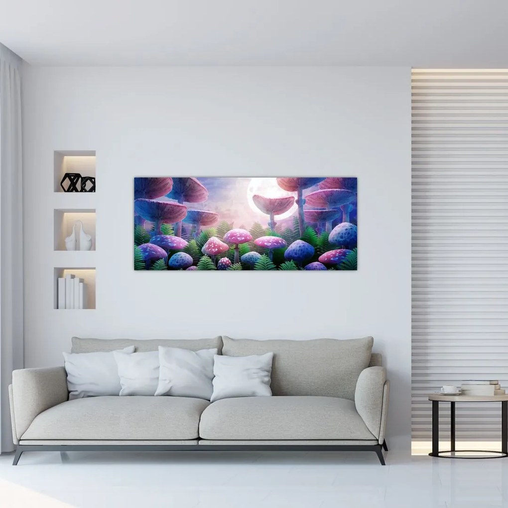 Tablou - Ciuperci sub lună plină (120x50 cm)