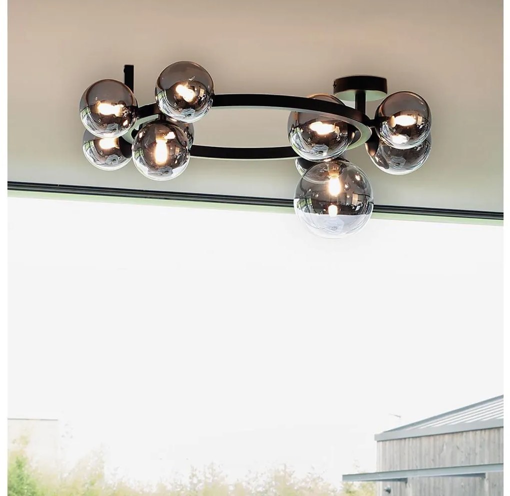 Ideal Lux - Lustră aplicată cu LED PERLAGE, 10x G9/3W/230V, Ø 70 cm, negru/fumuriu