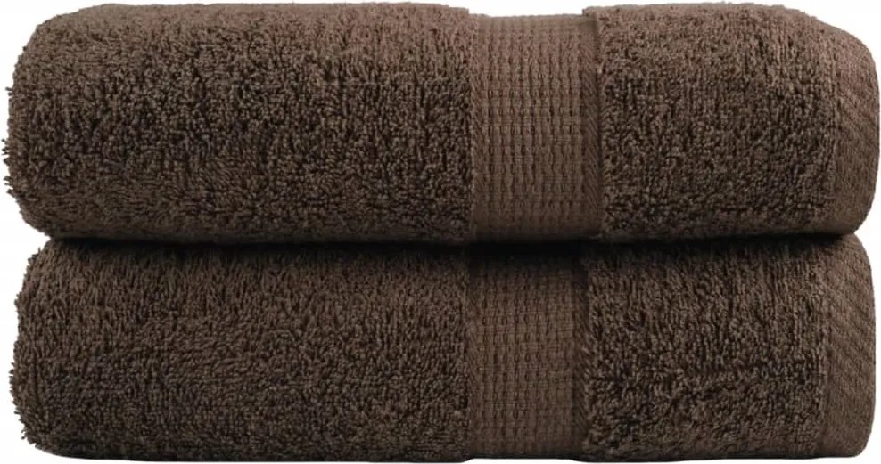 vidaXL Prosoape oaspeți premium, SOLUND, 2 buc. maro 30x50cm 600gsm