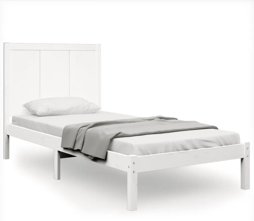 3105716 vidaXL Cadru de pat, alb, 90x200 cm, lemn masiv de pin
