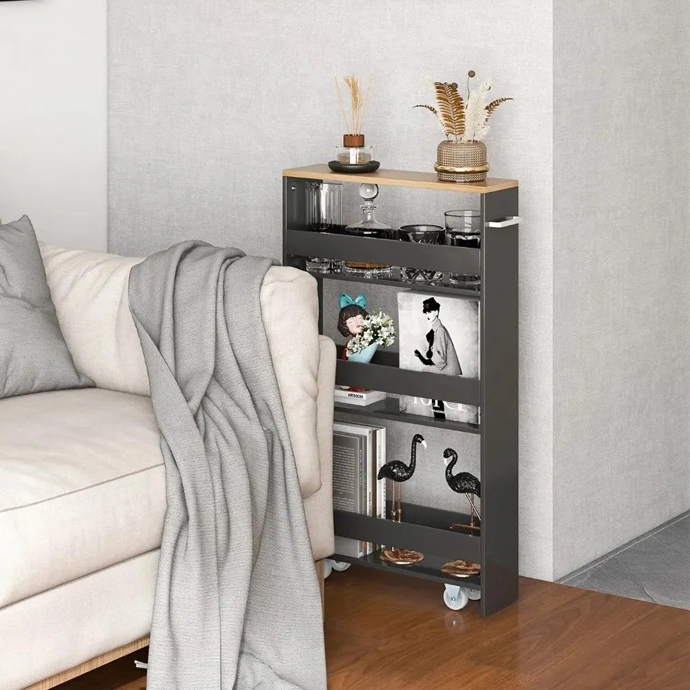 Raft de depozitare pe 4 niveluri, cu rafturi deschise, gri