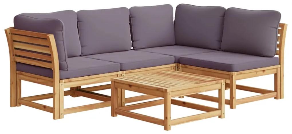 3214325 vidaXL Set mobilier de grădină cu perne, 5 buc., lemn masiv acacia