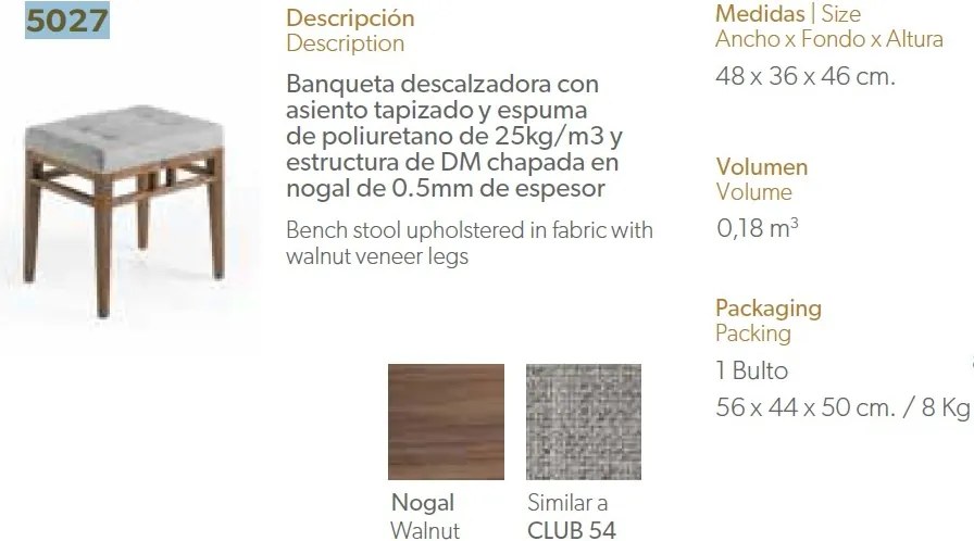 Bancheta tapitata design modern Platin AC-CP1709ST-NOGAL