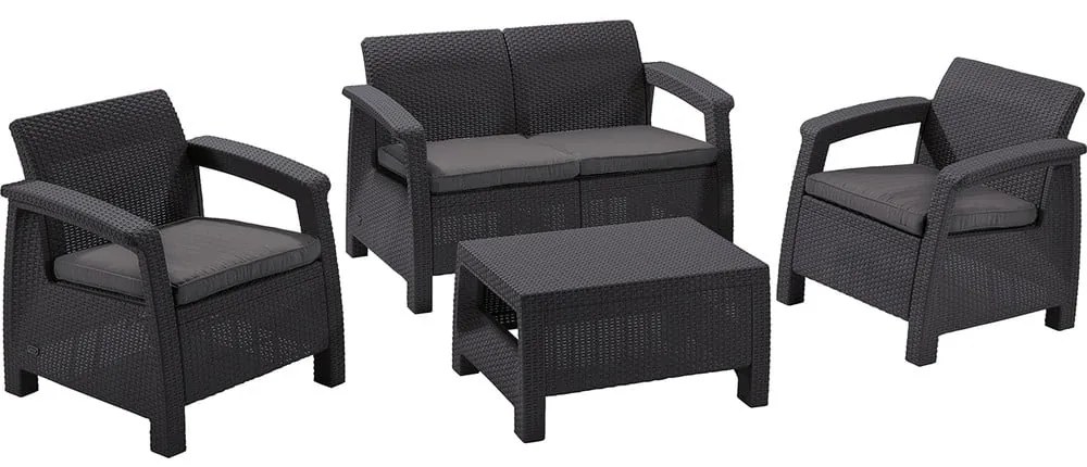 Set mobilier de grădină gri închis pentru patru persoane Corfu – Keter